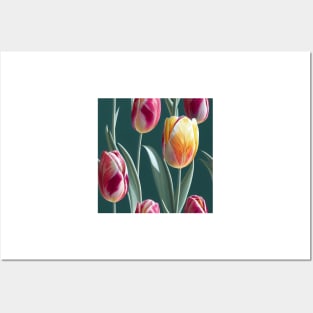 Watercolor tulip pattern Posters and Art